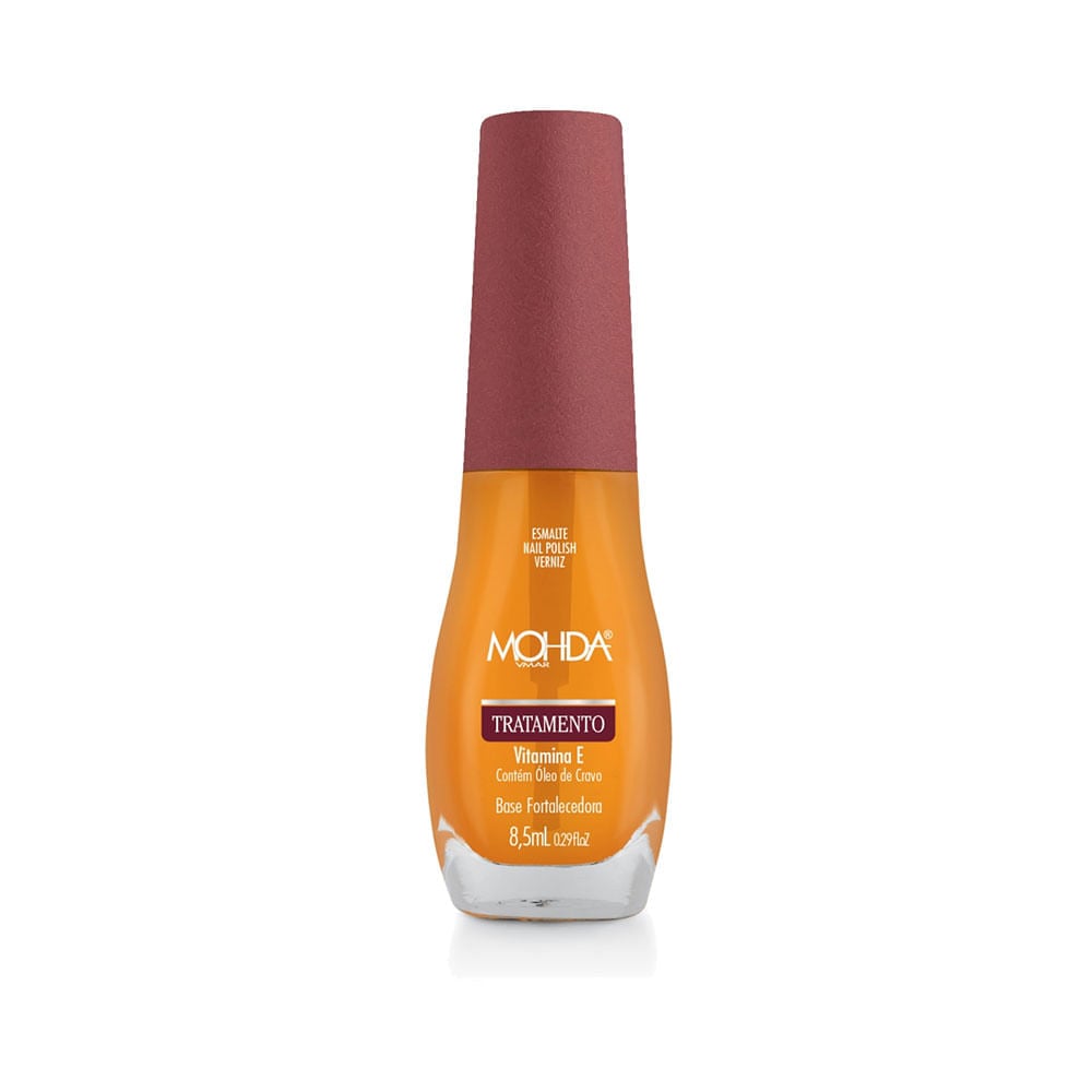 Base Fortalecedora Mohda com Óleo de Cravo 8,5ml - frasco de vidro laranja translúcido