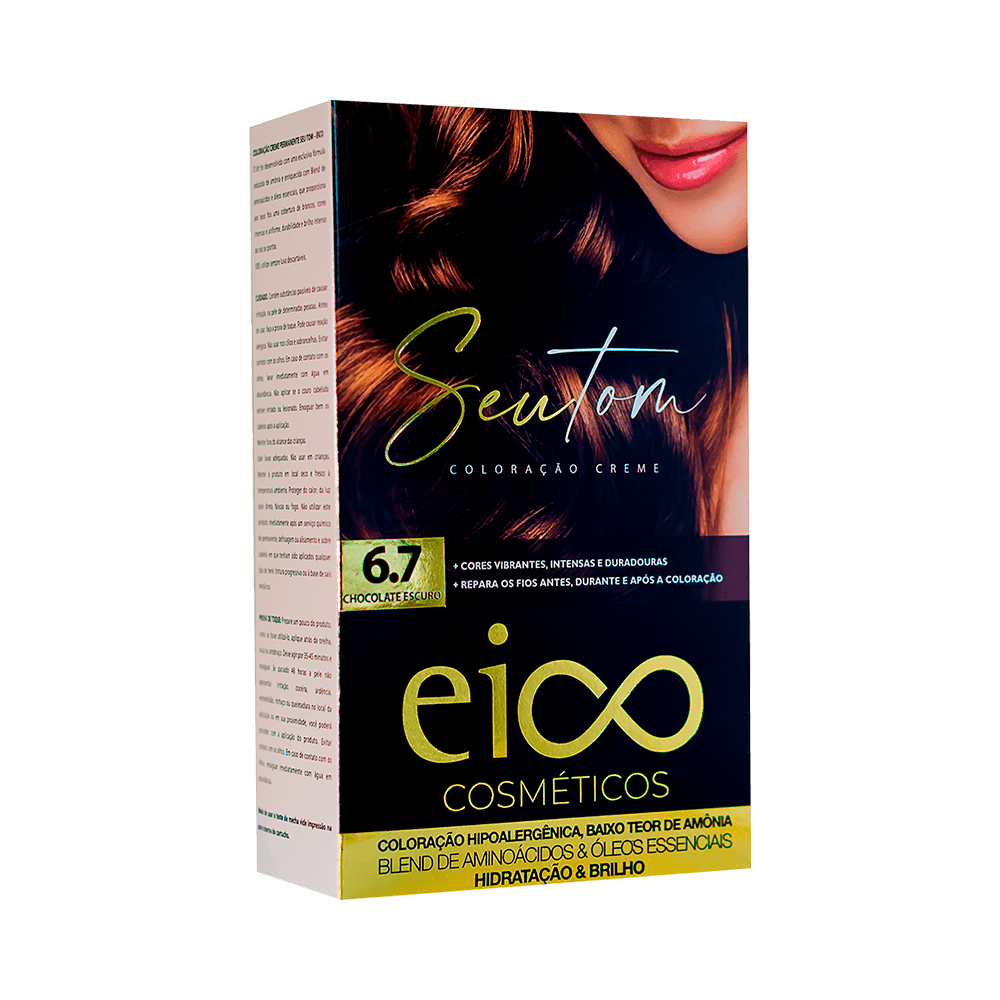 Embalagem da Coloração Eico Seu Tom 6.7 Chocolate Escuro