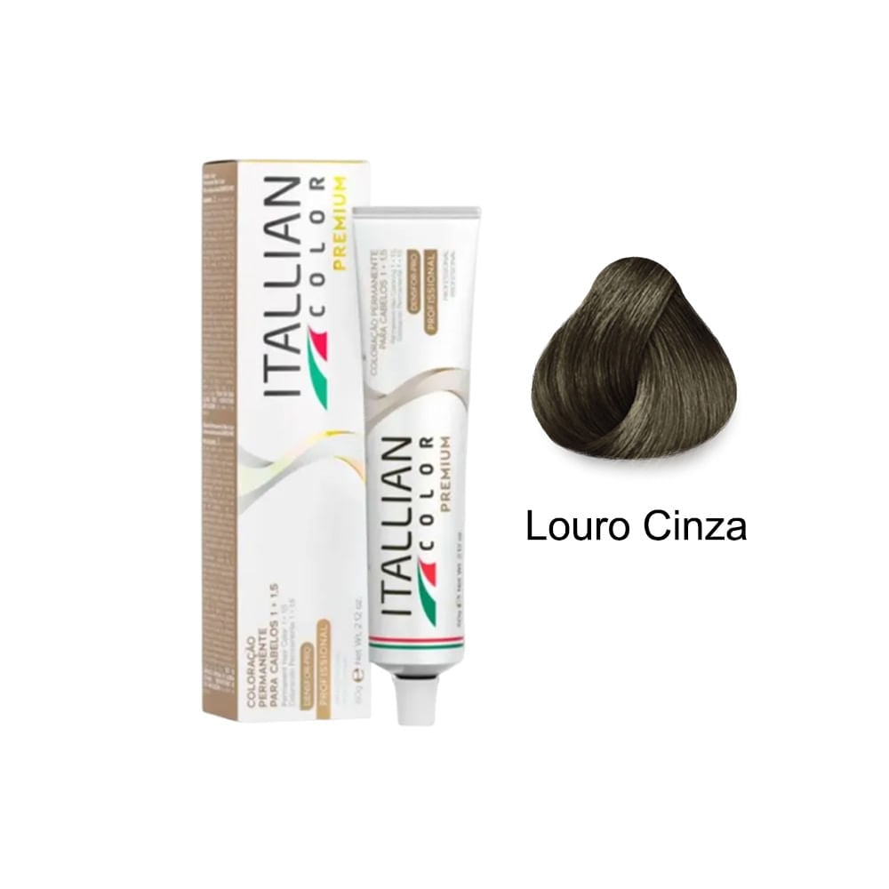 Caixa, tubo de coloração e amostra da cor Louro Cinza