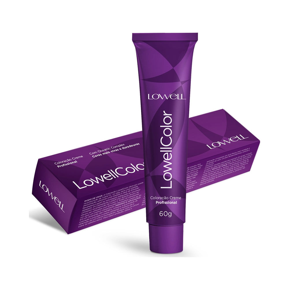 Coloração Lowell Color 1.1 Preto Azulado 60g - tubo e caixa em tons de roxo