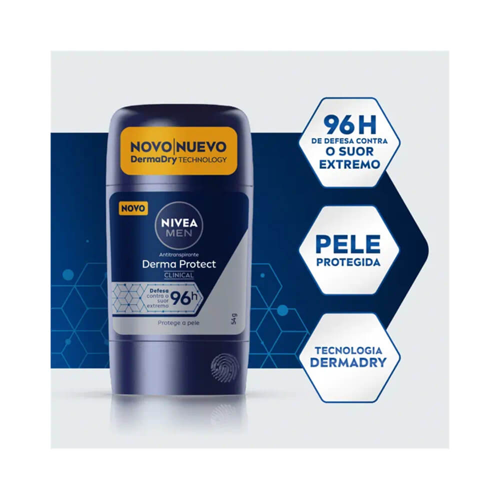 Desodorante Nivea Men Stick Clinical - detalhe do rótulo e selo novo