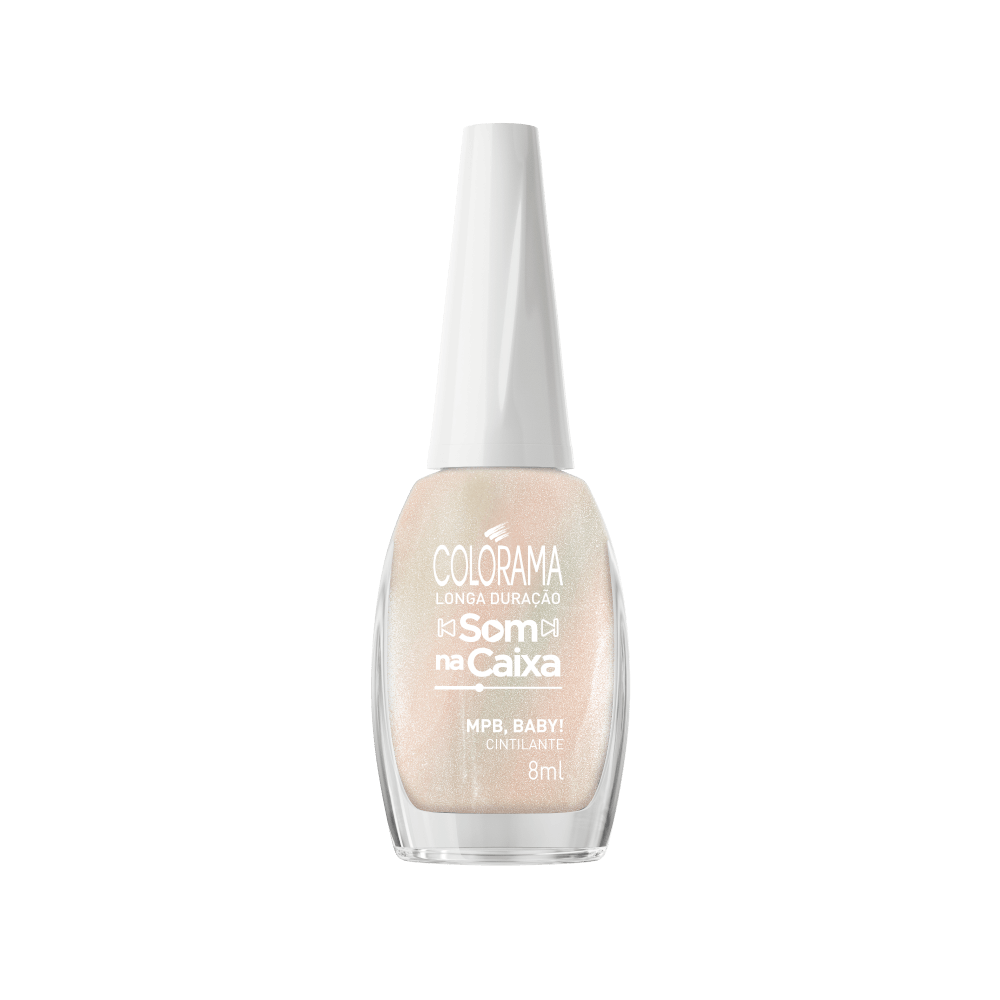 Esmalte Colorama Som Na Caixa MPB Baby em vidro transparente com tampa branca, 8ml, acabamento cintilante