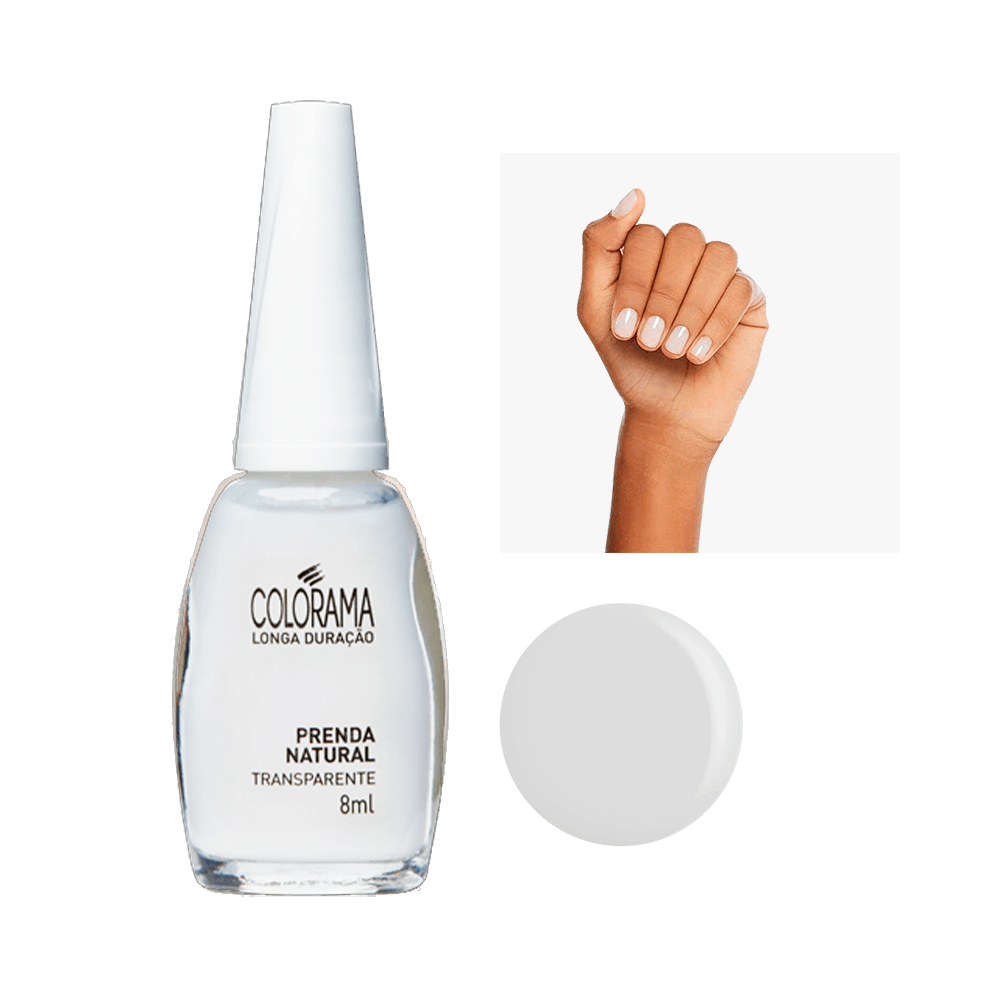 Frasco do Esmalte Colorama Prenda Natural 8ml com acabamento transparente