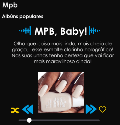 Frasco do esmalte Colorama Som Na Caixa MPB Baby em fundo branco mostrando o tom nude holográfico