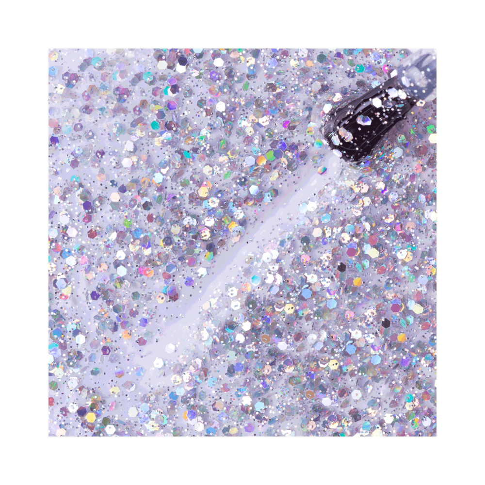 Esmalte Impala Glitter Disco Ball close-up mostrando glitter multicolorido e pincel