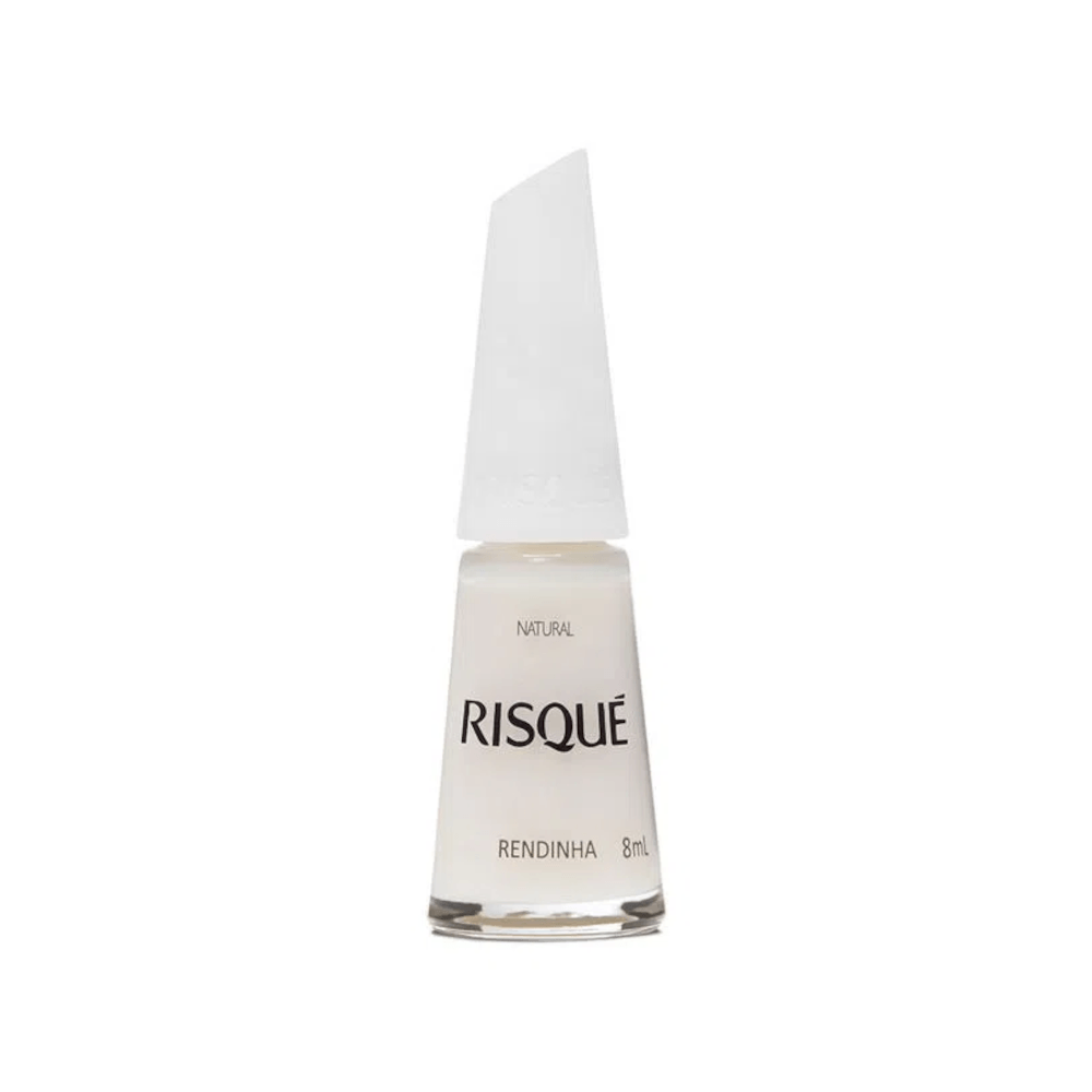 Esmalte Risqué Rendinha 8ml - frasco frontal transparente, tampa branca