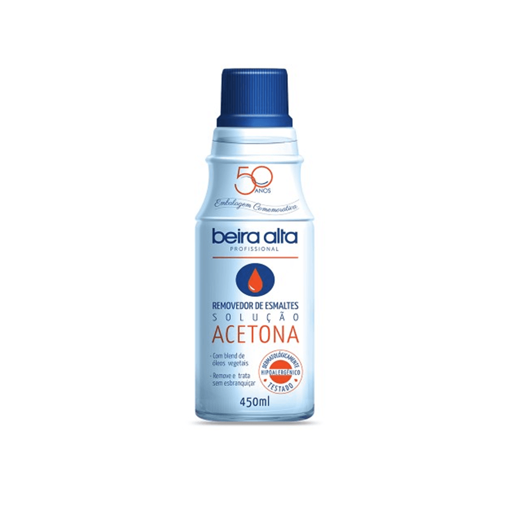 Removedor de Esmalte Beira Alta 50 anos 450ml - frasco frontal edição comemorativa
