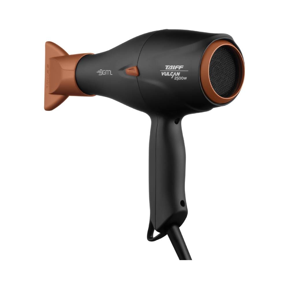Secador Taiff Vulcan Digital 2500W 220V vista lateral com detalhes em bronze