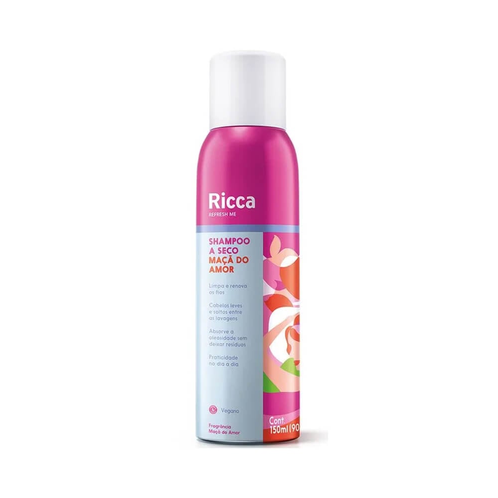 Shampoo a Seco Ricca Maçã do Amor 150ml - embalagem rosa