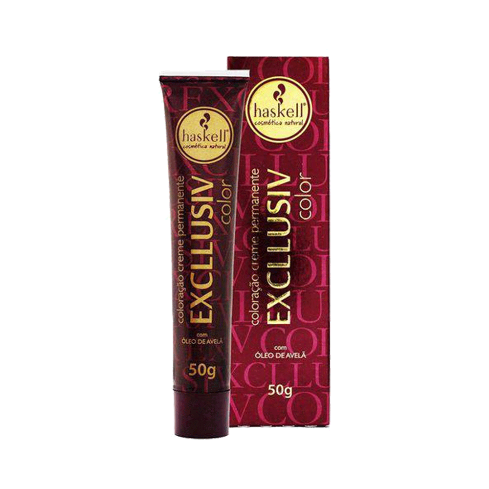 Tubo e caixa da coloração creme Haskell 8.26 Louro Claro Violeta Vermelho 50g