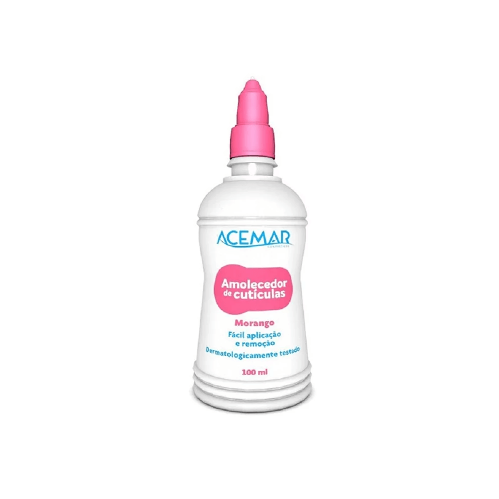 Amolecedor de Cutícula Acemar Morango 100ml - embalagem branca com tampa rosa