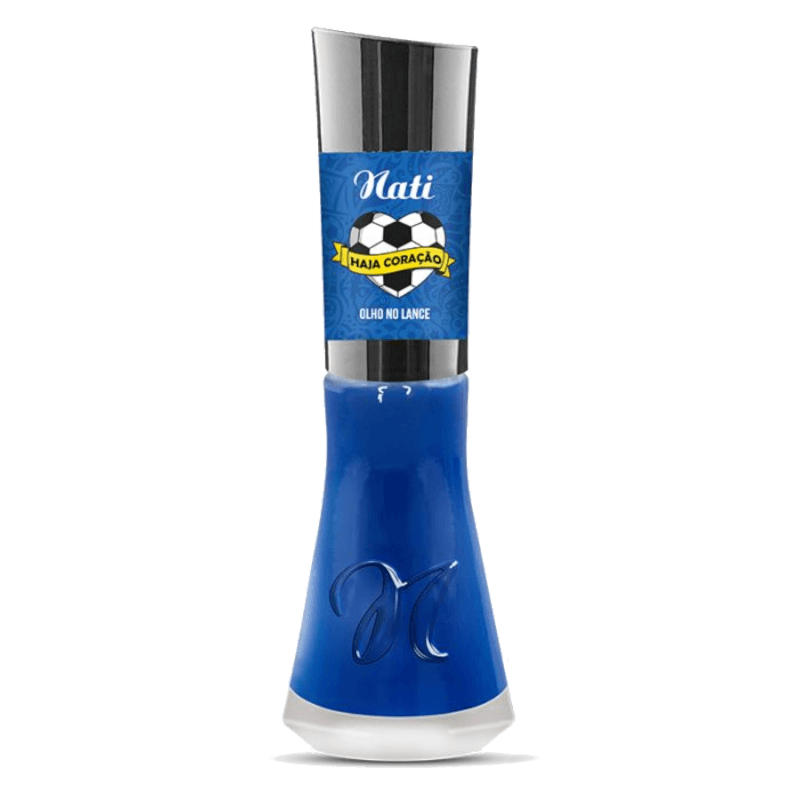 Esmalte Nati Haja Coração Olho no Lance — azul vibrante, acabamento cremoso