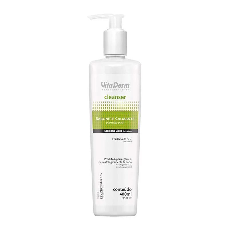 Frasco do Sabonete Calmante Vita Derm Cleanser com bomba dosadora