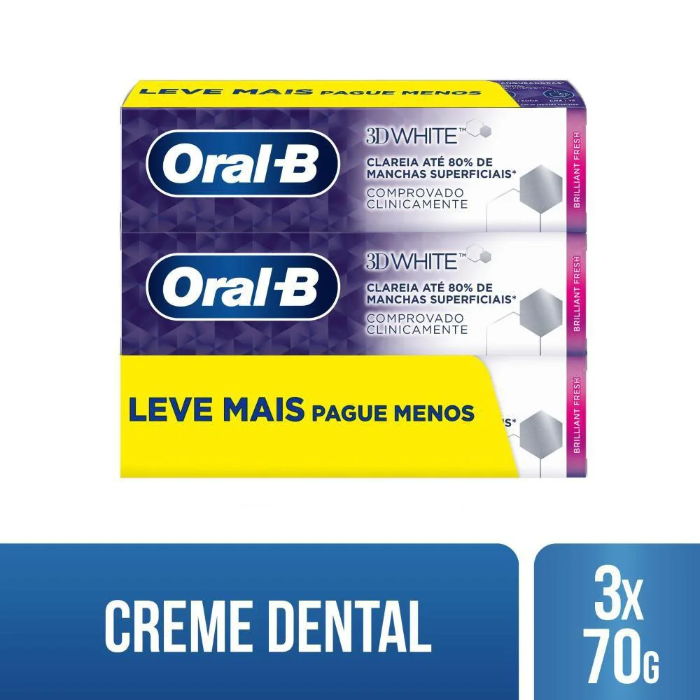 Embalagem promocional Oral-B 3D White 3x70g