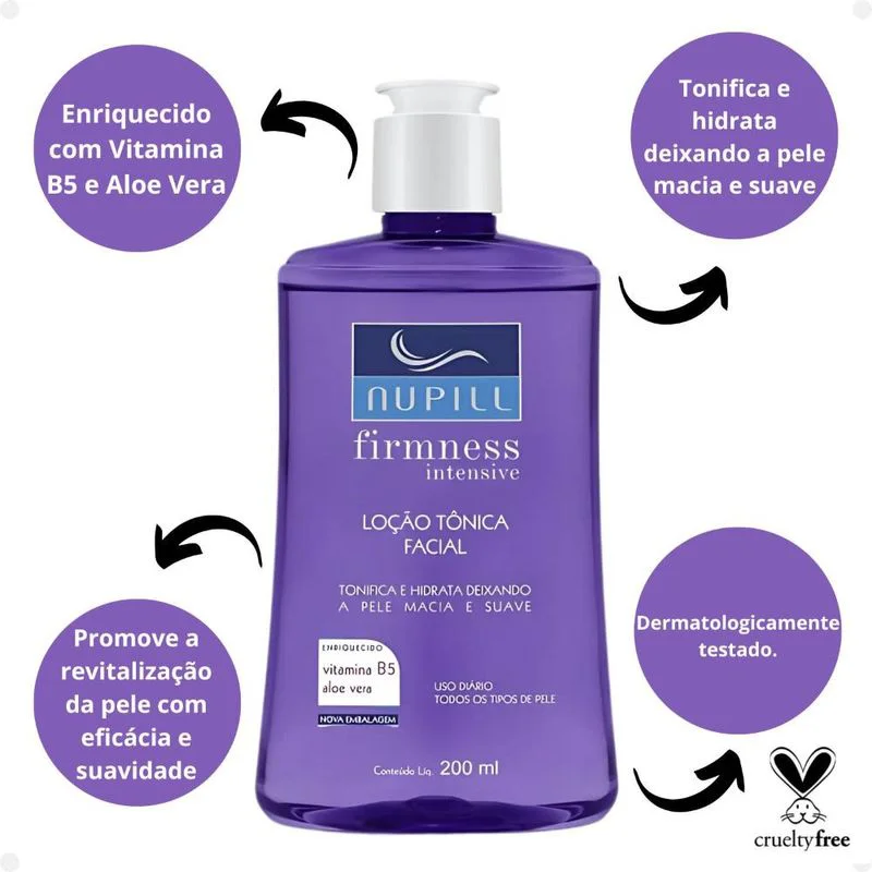 Frasco roxo Nupill Firmness Intensive 200ml com dispenser