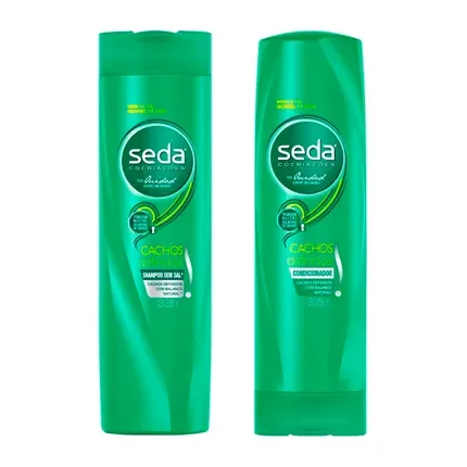 Kit Seda Cachos Definidos com shampoo e condicionador 325ml - frascos verdes