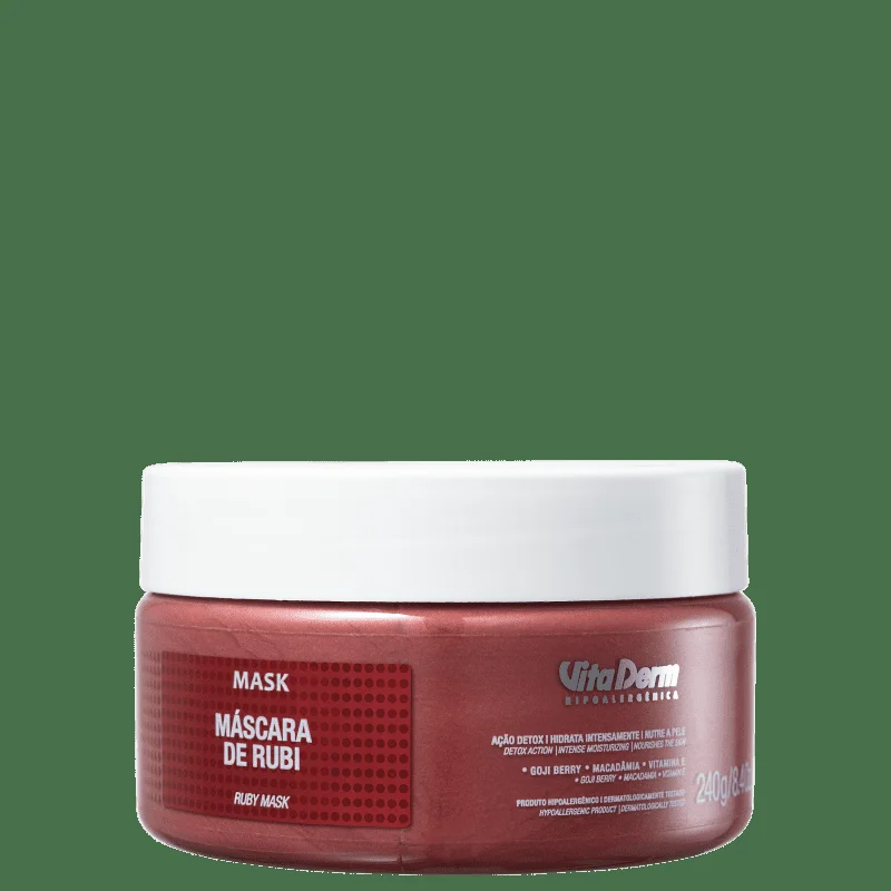 Máscara de Rubi Vita Derm detalhe do pote vermelho
