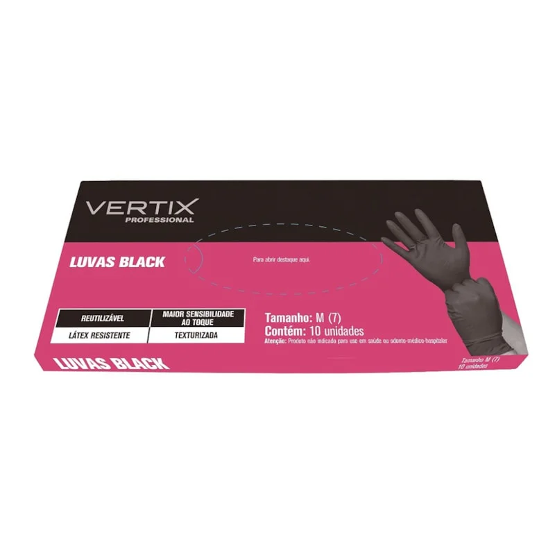 Embalagem Luva Vertix Black M 10 unidades