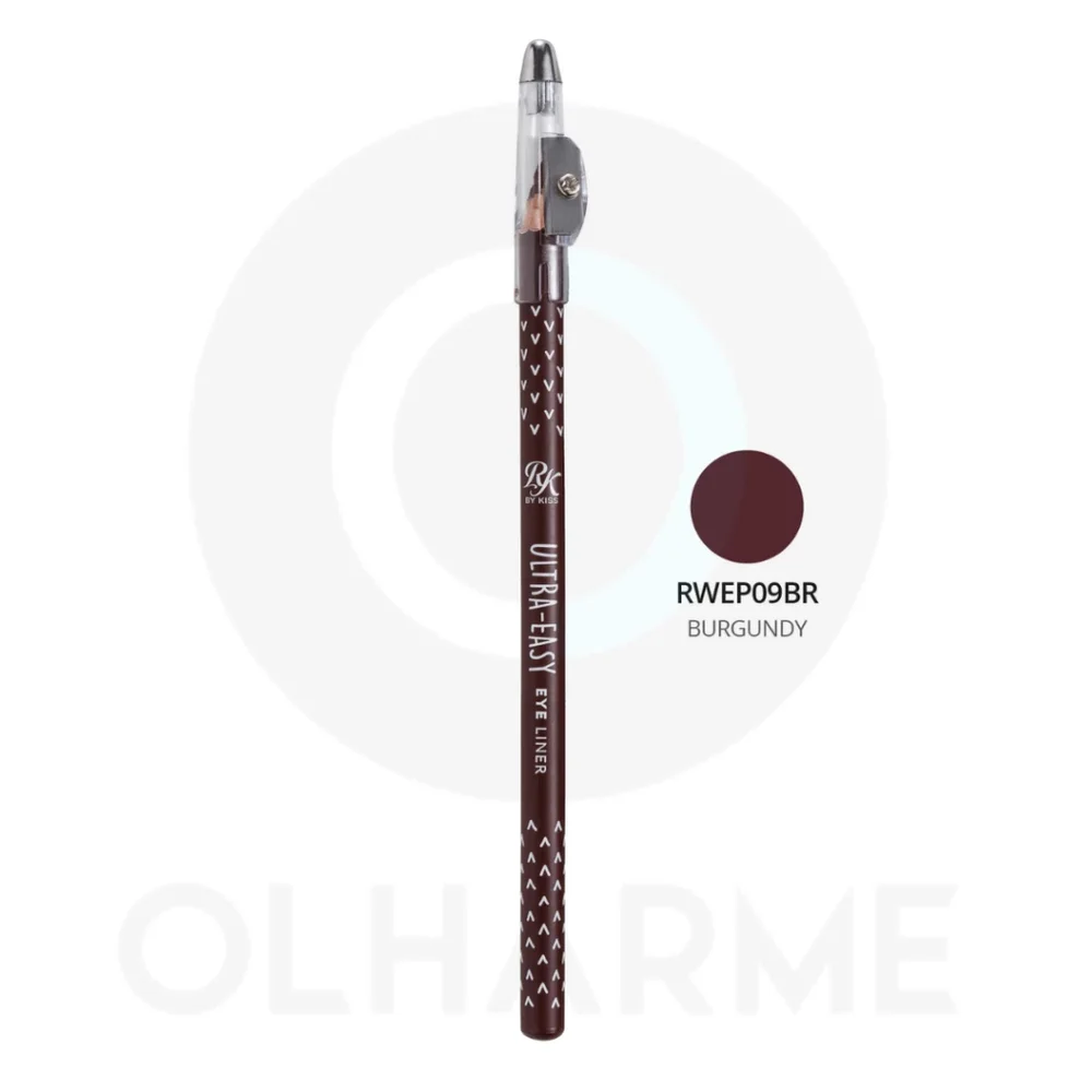 Detalhe do lápis RK by Kiss Ultra-Easy Eye Liner Burgundy com amostra de cor
