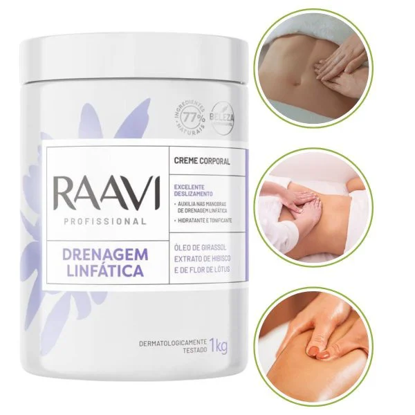 Aplicação do Creme Corporal Raavi em massagens manuais - destaque para efeito deslizante