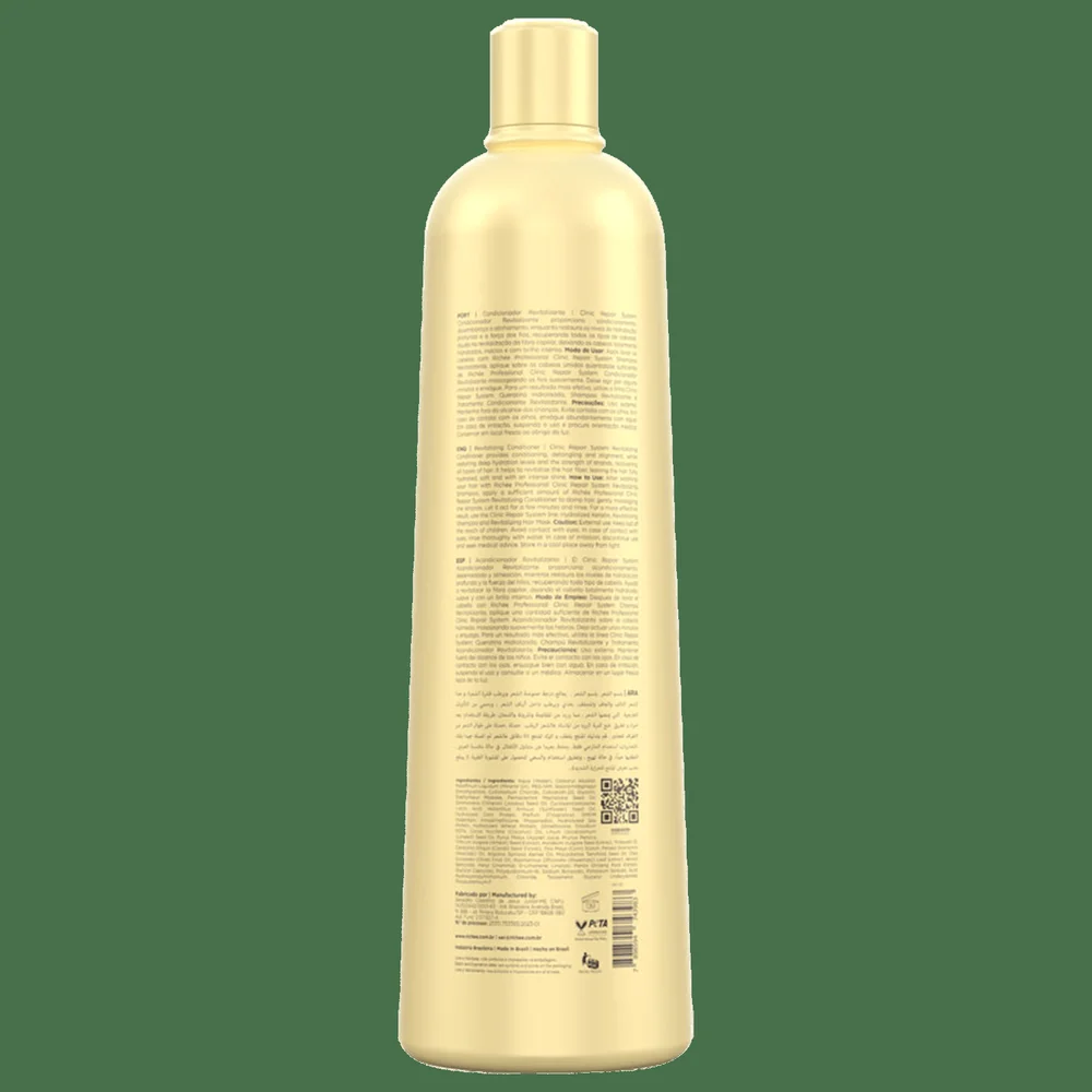 Condicionador Richée Professional Clinic Repair System 1000ml - verso da embalagem com informações e selo cruelty-free