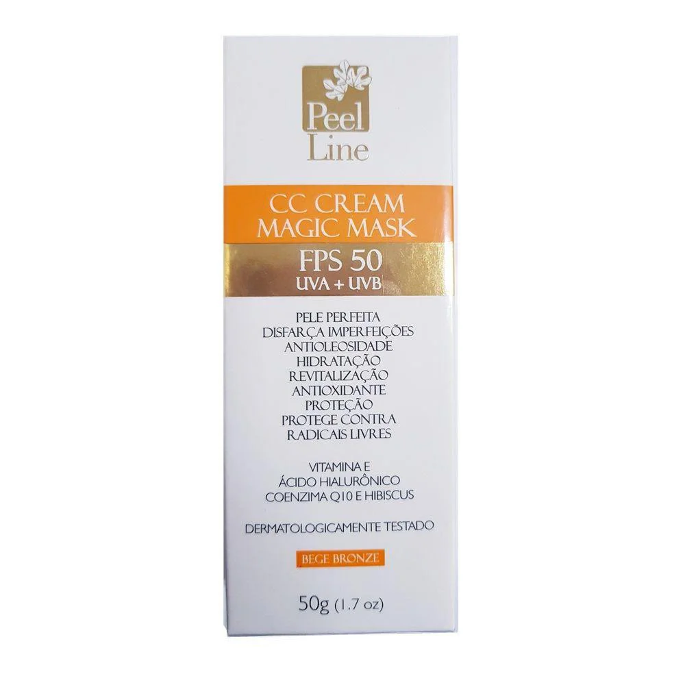 Embalagem frontal CC Cream Magic Mask Peel Line Bronze FPS 50 50g