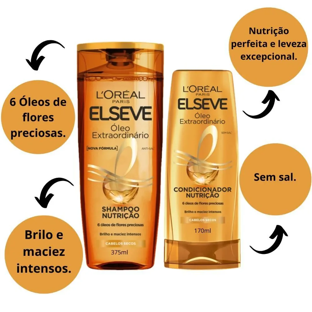 Kit Elseve Óleo Extraordinário Shampoo 375ml e Condicionador 170ml L'Oréal Paris