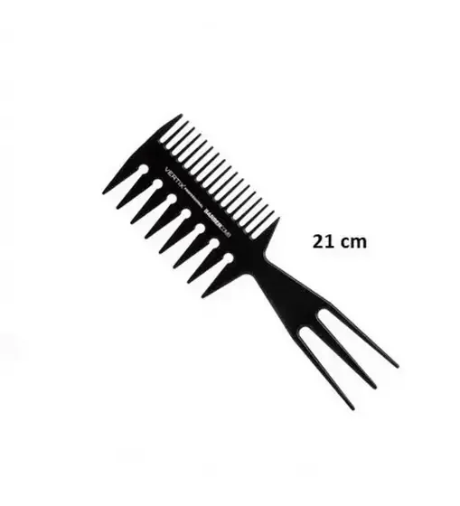 Pente Vertix Barber Pro Modelador (2386) preto com dentes largos e finos, design ergonômico