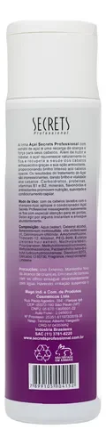 Verso do frasco com informações do Shampoo Secrets Açaí 300ml