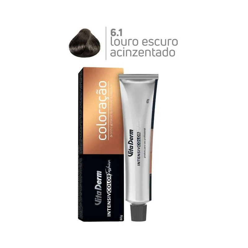 Detalhe da caixa e tubo da coloração Intensiv Color Vita Derm 6.1