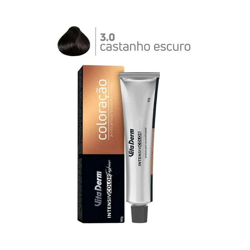 Coloração Intensiv Color Vita Derm 3 Castanho Escuro - caixa e tubo 60g