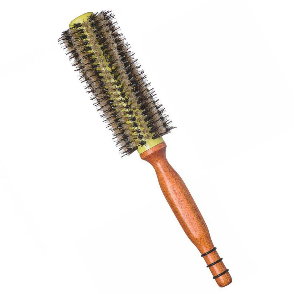 Escova Vertix Pro Long 27 em ângulo mostrando cabo e base amarela