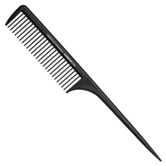 Pente Vertix Carbon Pro em ângulo diagonal mostrando cabo fino e dentes largos