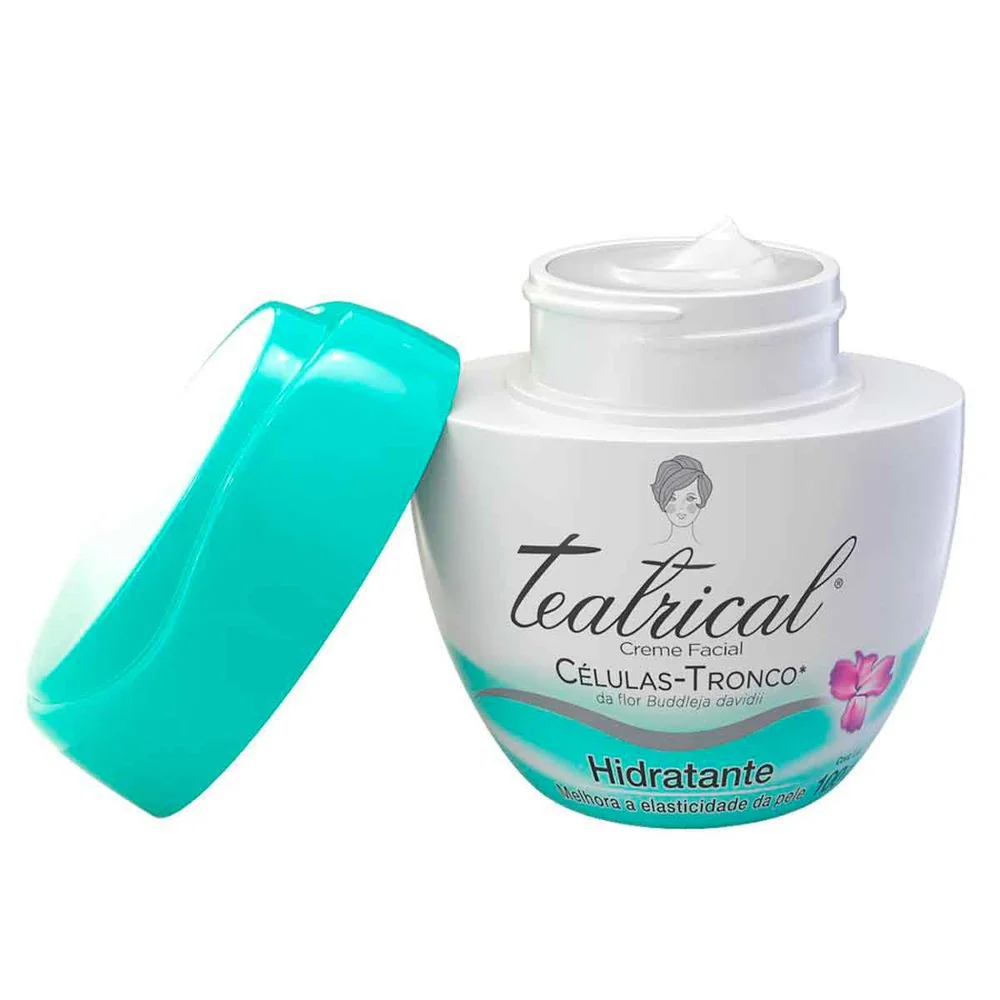 Pote aberto do Creme Facial Teatrical mostrando textura cremosa