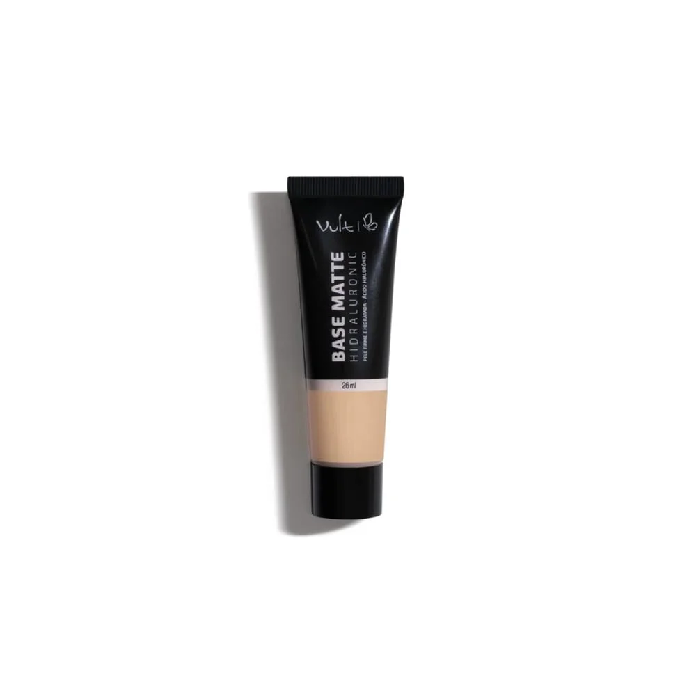 Base Líquida Vult Hidraluronic Matte Q015 26ml - visão lateral da bisnaga