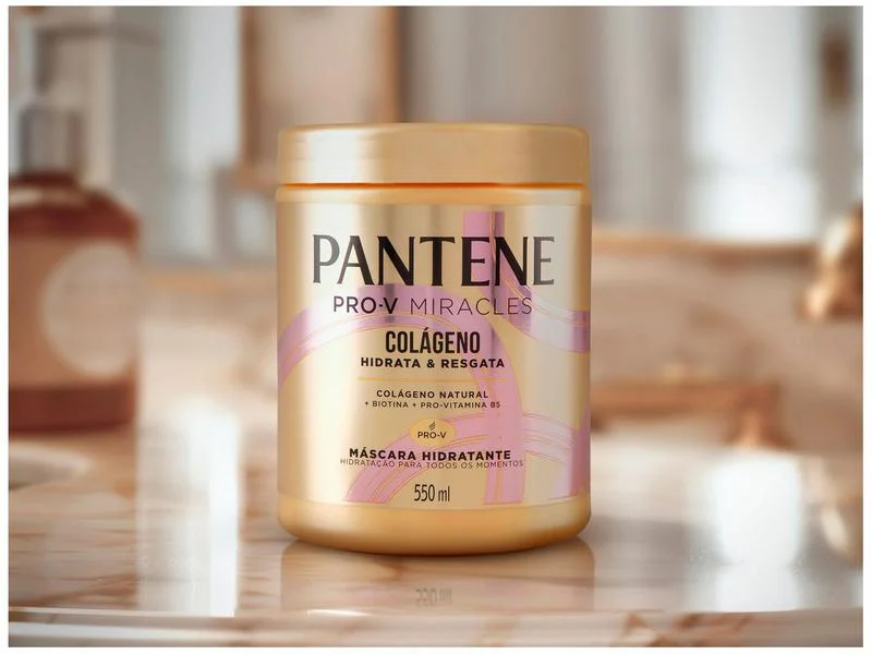 Máscara Pantene Colágeno 550ml em bancada interna