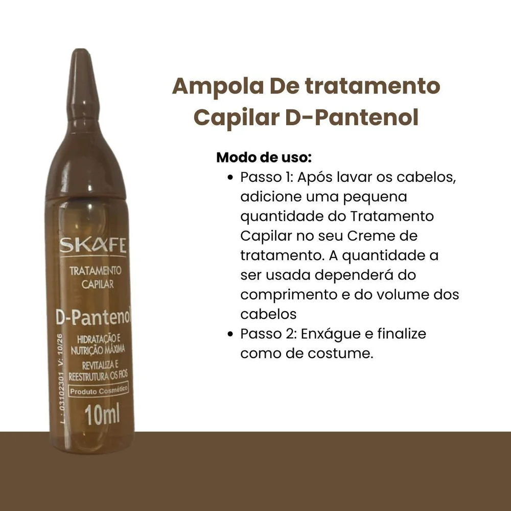 Ampola Skafe D-Pantenol 10ml com instruções de uso