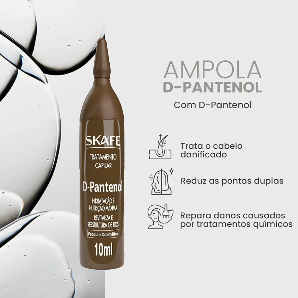 Ampola Skafe D-Pantenol 10ml com gotas ilustrativas