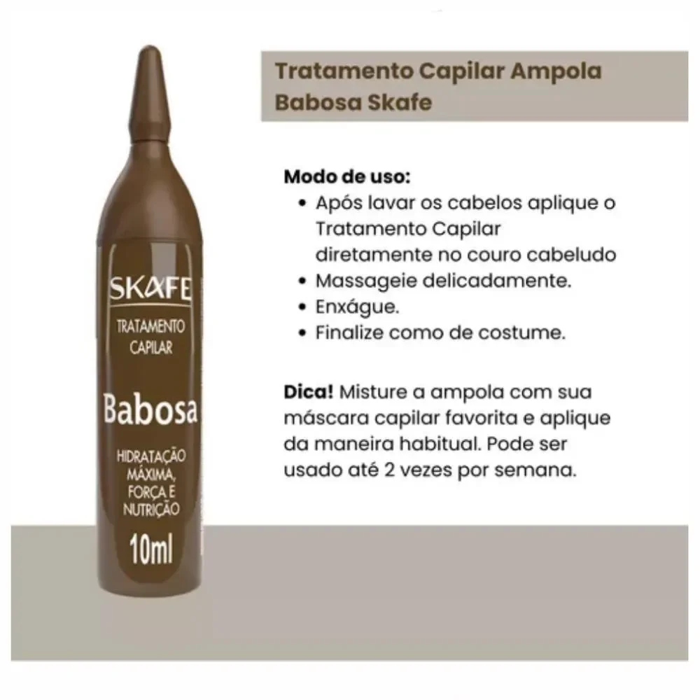 Detalhe da ampola Skafe com instruções de uso
