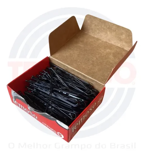 Caixa aberta com grampos pretos Teimoso Nº7