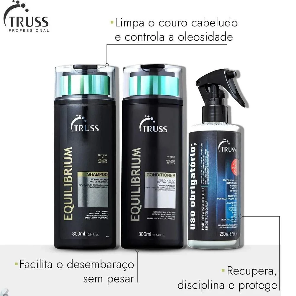 Imagem explicativa do Kit Truss Equilibrium com destaque a ingredientes e volumes
