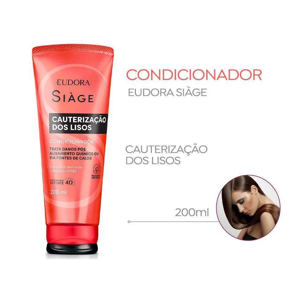 Condicionador Siáge Cauterização Dos Lisos 200ml sobre fundo branco