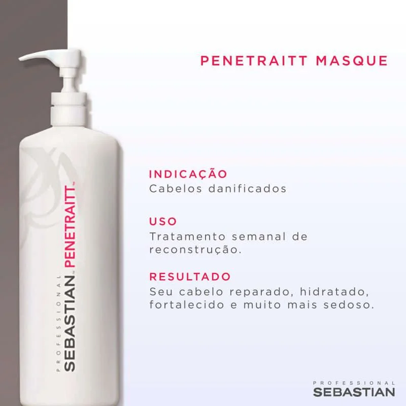 Máscara Capilar Sebastian Penetrait 500ml com pump para cabelos danificados