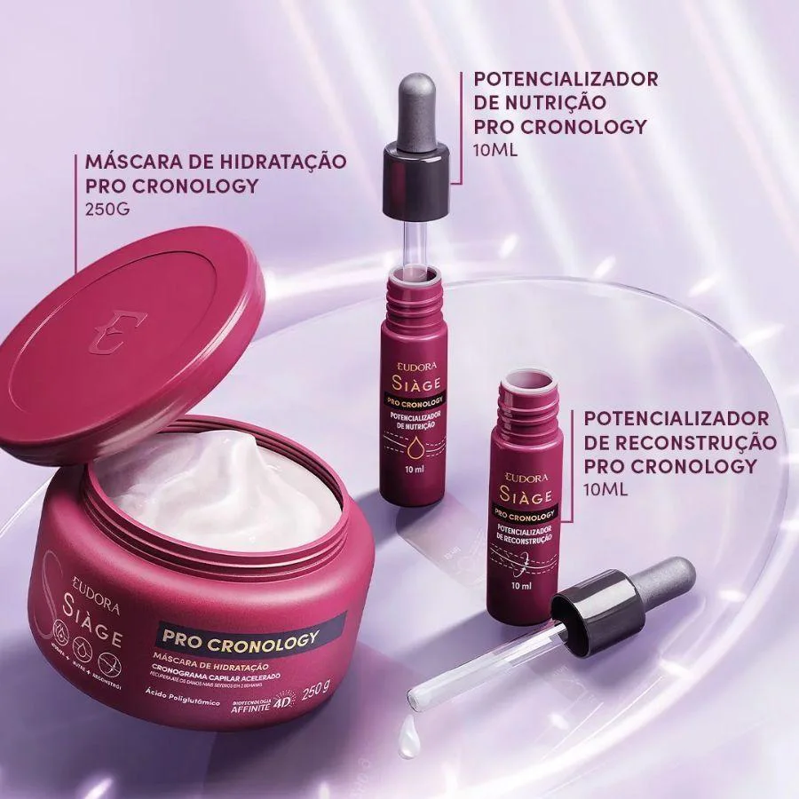 Componentes do Kit Siàge Pro Cronology com máscara e potencializadores