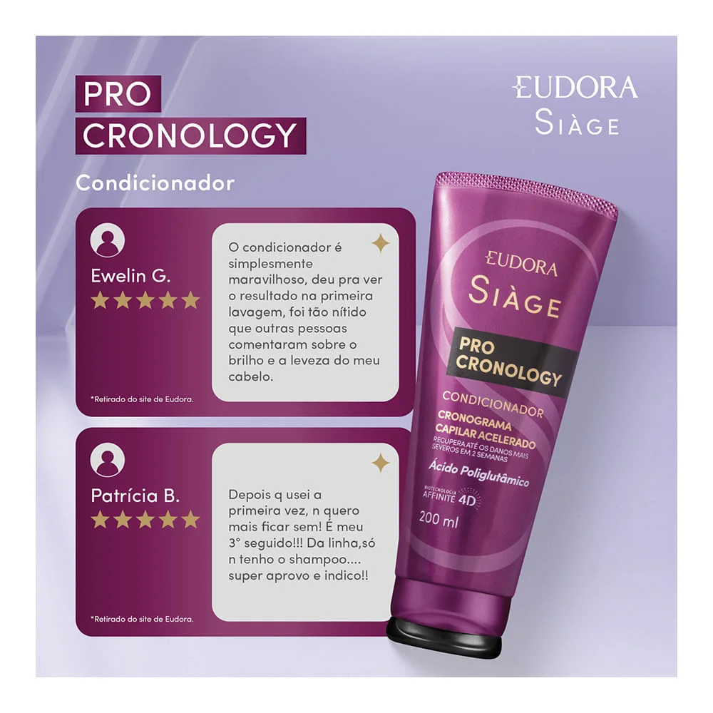 Condicionador Siàge Pro Cronology Eudora 200ml em fundo lilás
