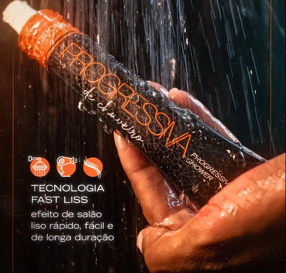 Mão segurando o tubo do Botox Probelle com gotas d'água, mostrando uso no banho