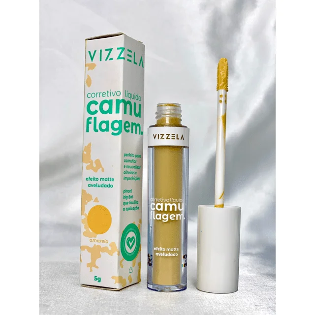 Corretivo Vizzela Camuflagem amarelo com aplicador e embalagem