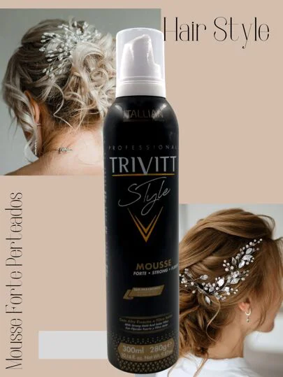 Mousse Trivitt Style 300ml embalagem preta - fixação forte e brilho natural