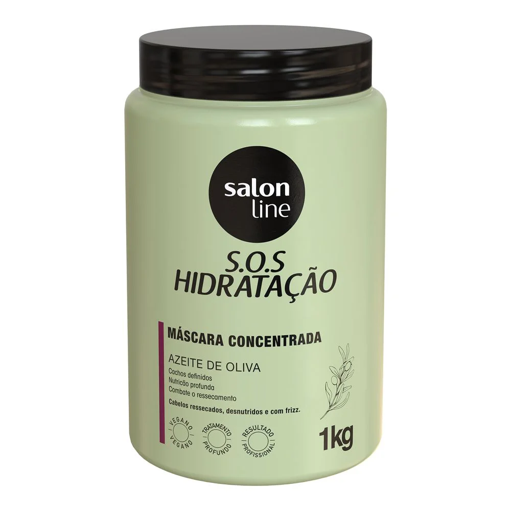 Máscara concentrada Salon Line SOS Hidratação Ultra Cachos em pote verde claro