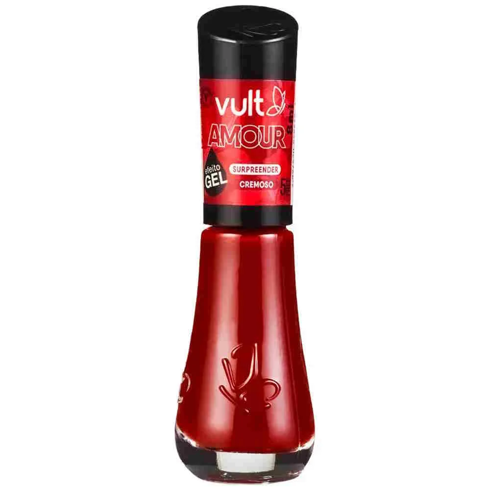 Frente da embalagem do esmalte Vult Amour Surpreender 5free mostrando cor e rótulo